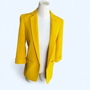 Express Women's Bright Yellow Blazer size xxs 3/4 sleeve open front